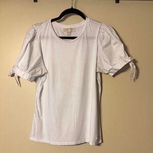 Michael Kors White Tie Sleeves Relaxed Blouse